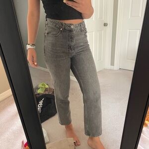 Gray straight leg jeans from Mango